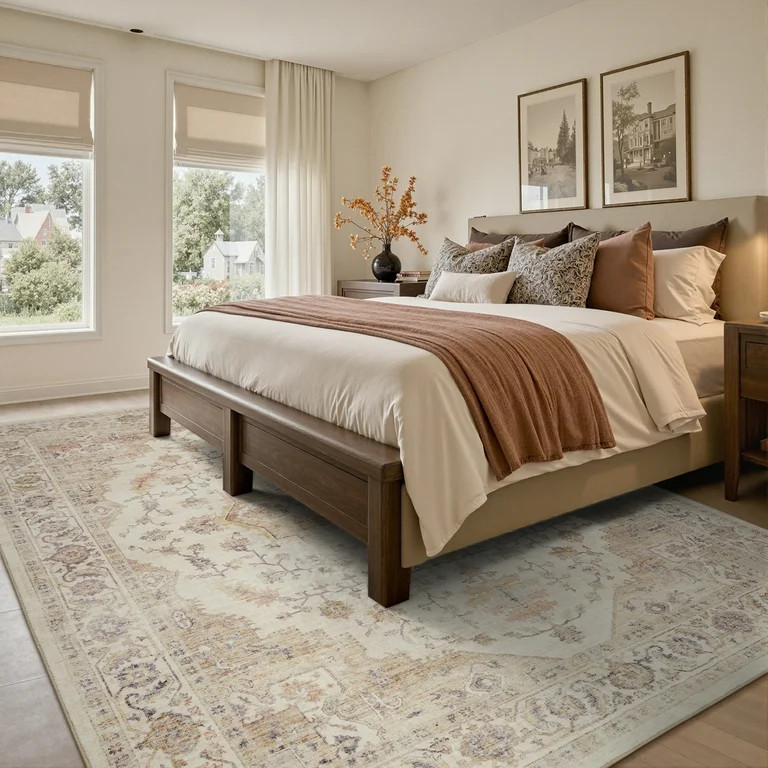 FEELHOME 8'x10' Area Rug Washable Carpet Soft Distressed Non Slip Vintage Rugs for Living Room Be... | Walmart (US)