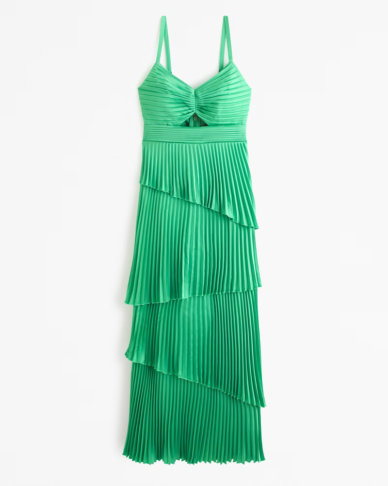The A&F Giselle Pleated Tiered Maxi Dress | Abercrombie & Fitch (US)