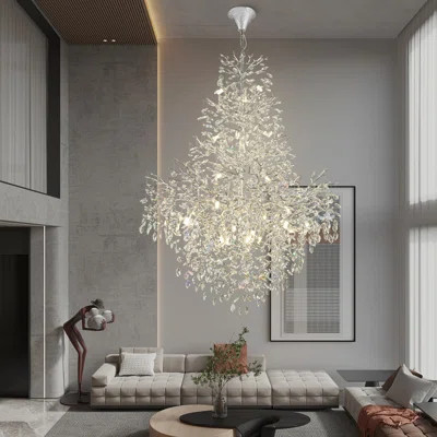 47" Dimmable LED Crystal Branch Chandelier High Ceiling Pendant Light | Wayfair North America