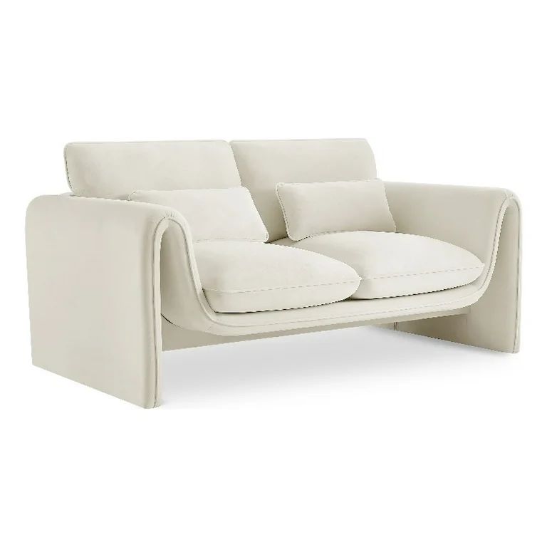Meridian Furniture Sloan Cream Velvet Fabric Loveseat | Walmart (US)