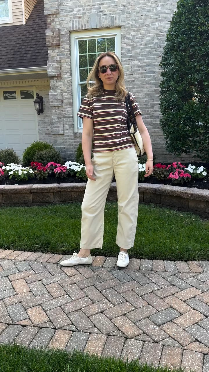 Our favorite little man is behind the camera again, making sure we get all the angles. 📸

For me, it’s a striped shirt and chinos kind of summer—easy, classic, 90s vibes. 

#SummerStyle #ootd #ClassicStyle #EverydayOutfit #StyleInspiration