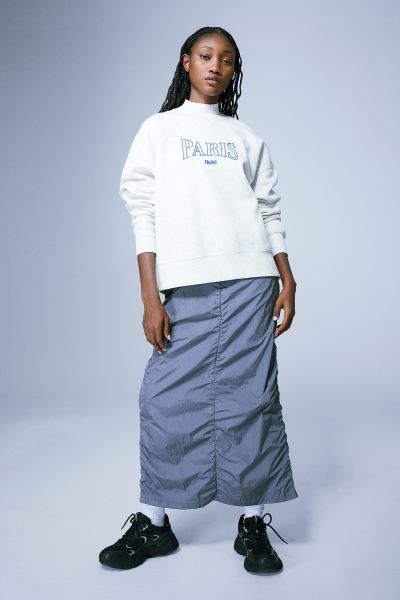 Oversized Sweatshirt with Motif - Light gray melange/Paris - Ladies | H&M US | H&M (US + CA)