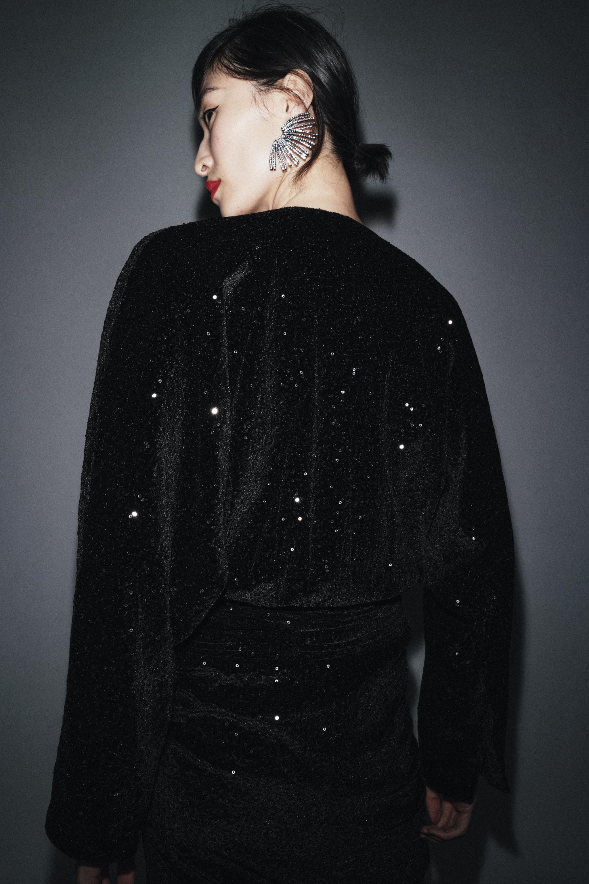 ZW COLLECTION SEQUIN SHOULDER PAD DRESS | Zara US