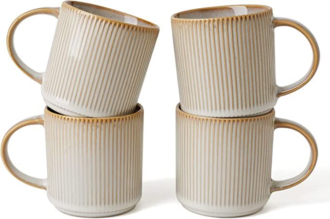 famiware 4 Pieces Coffee Mug, 12 oz Catering Mugs with Handle for Coffee, Tea, Cocoa, Milk, Cappu... | Amazon (US)
