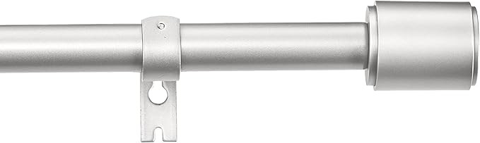 AmazonBasics 1-Inch Curtain Rod with Cap Finials - 2-Pack, 72 to 144 Inch, Nickel | Amazon (US)