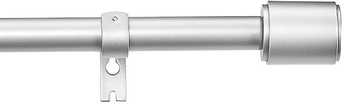 AmazonBasics 1-Inch Curtain Rod with Cap Finials - 2-Pack, 72 to 144 Inch, Nickel | Amazon (US)
