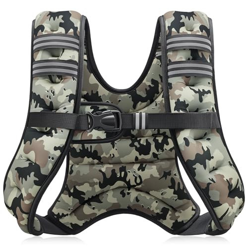 ZELUS Weighted Vest, 6lb/8lb/12lb/16lb/20lb/25lb/30lb Weight Vest for Men Women with Storage Pocket & Reflective Strips for Workout Strength Training Running Muscle Building, Desert Camo (12 lb) | Amazon (US)