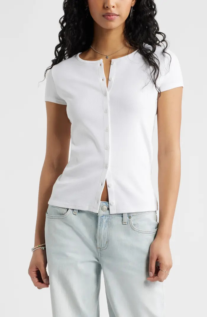 BP. Short Sleeve Rib Knit Cardigan | Nordstrom | Nordstrom