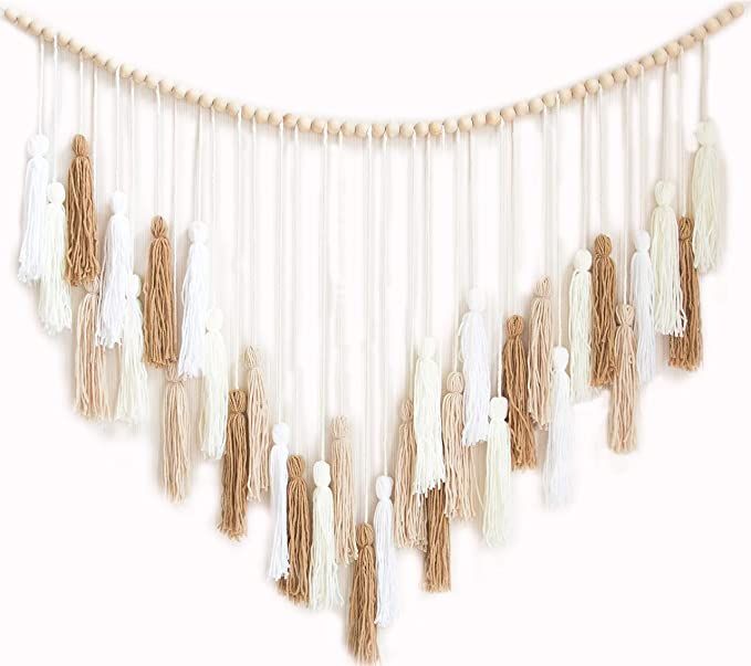 Amazon.com: Decocove Macrame Wall Hanging - Large Macrame Wall Hanging with Wood Beads - Bohemian... | Amazon (US)