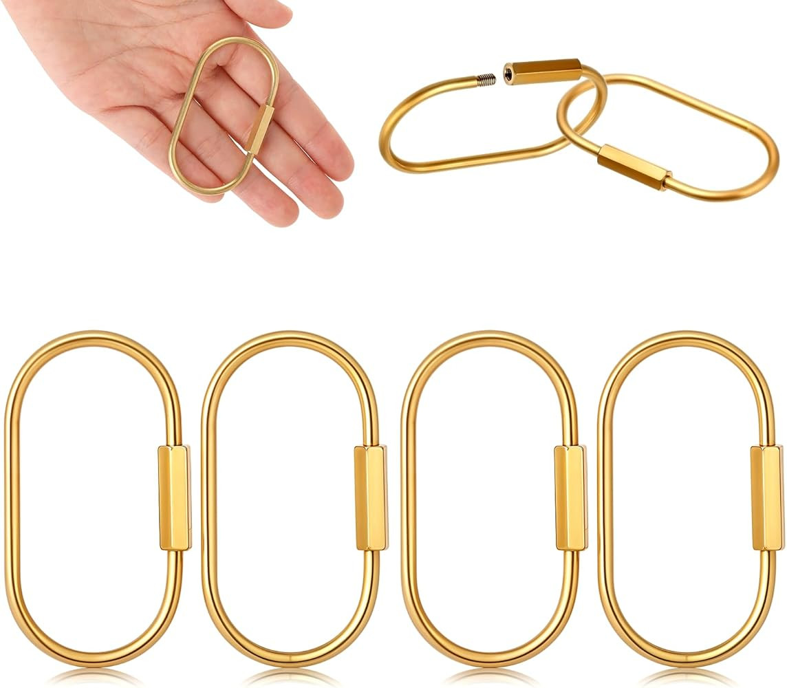 4 Pcs Brass Screw Lock Keychain, Durable Brass Screw Lock Clip Key Chain Ring Durable Simple Bras... | Amazon (US)