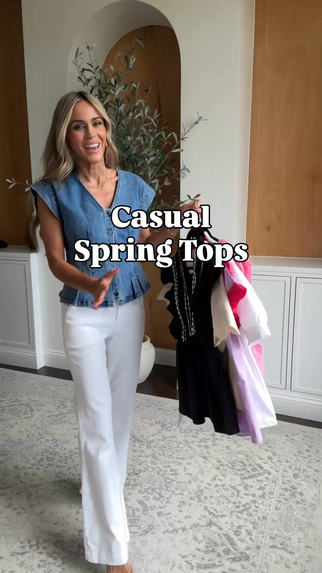 Casual spring tops from Amazon! 

White flare jeans come in length options - wearing 0 short I’m 5’3"

#LTKSpringSale #LTKOver40 #LTKPetite
