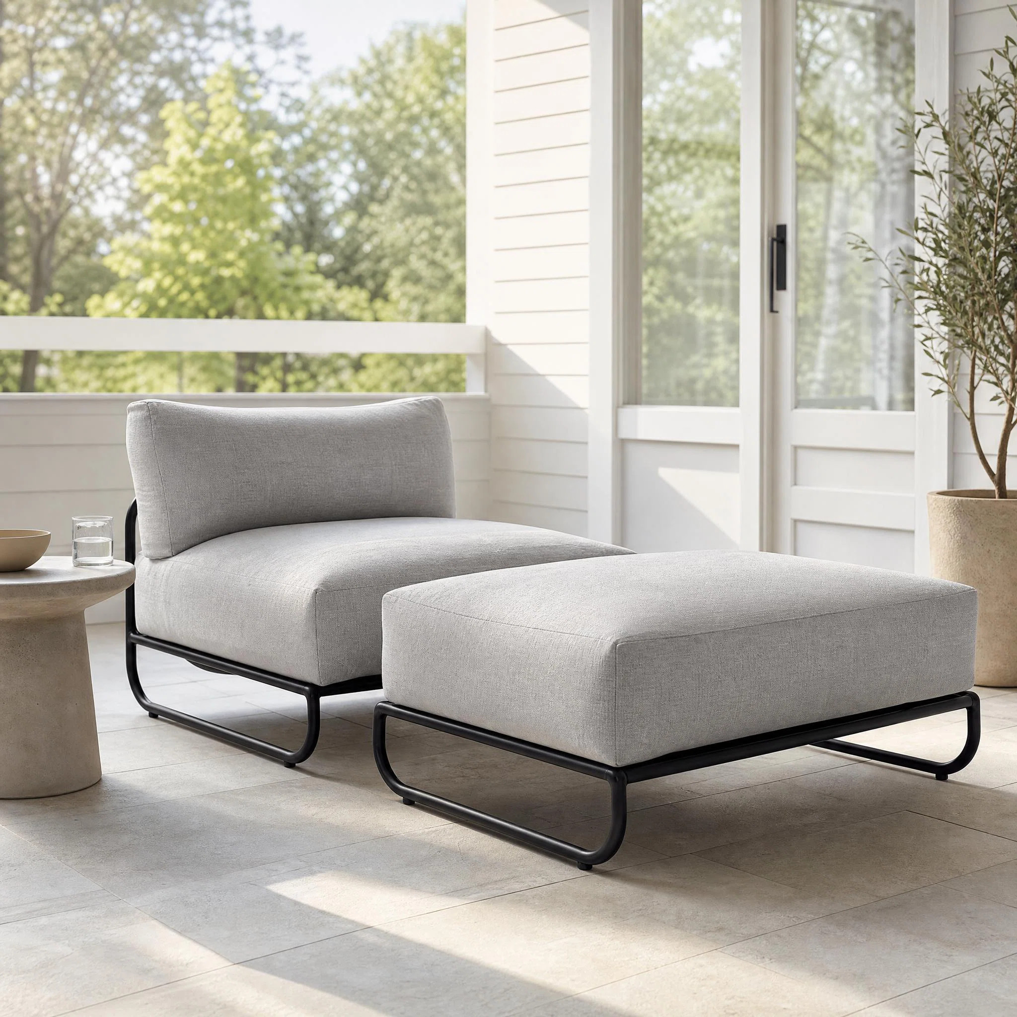 Lark Manor™ Outdoor Lounge Chair with Ottoman, Metal Frame Patio Chair Set | Wayfair | Wayfair North America