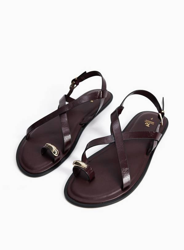 Dark Red Toe Ring Detail Strappy Sandals 5 | Tu Clothing