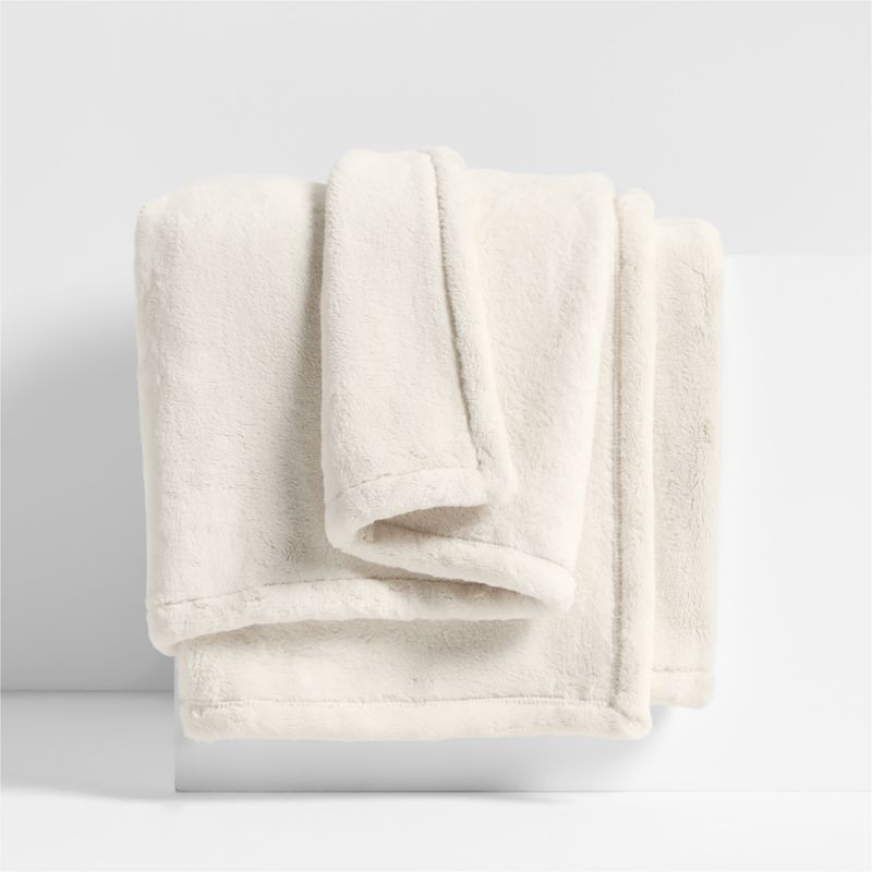 Plush 70x55 Pampas Ivory Throw Blanket | Crate & Barrel | Crate & Barrel