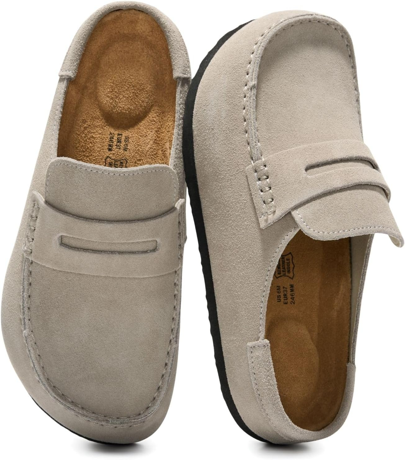 Project Cloud 100% Genuine Leather Clogs for Women Footwear 2026 Grey Suede | Amazon (US)