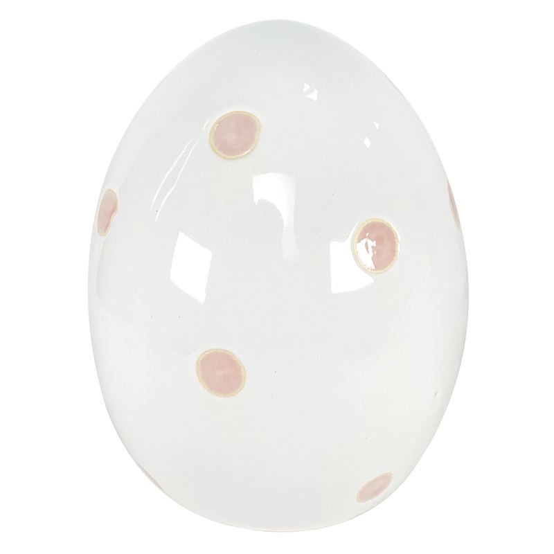 Homespun Easter Pink & White Polka Dot Ceramic Egg, 7" | At Home