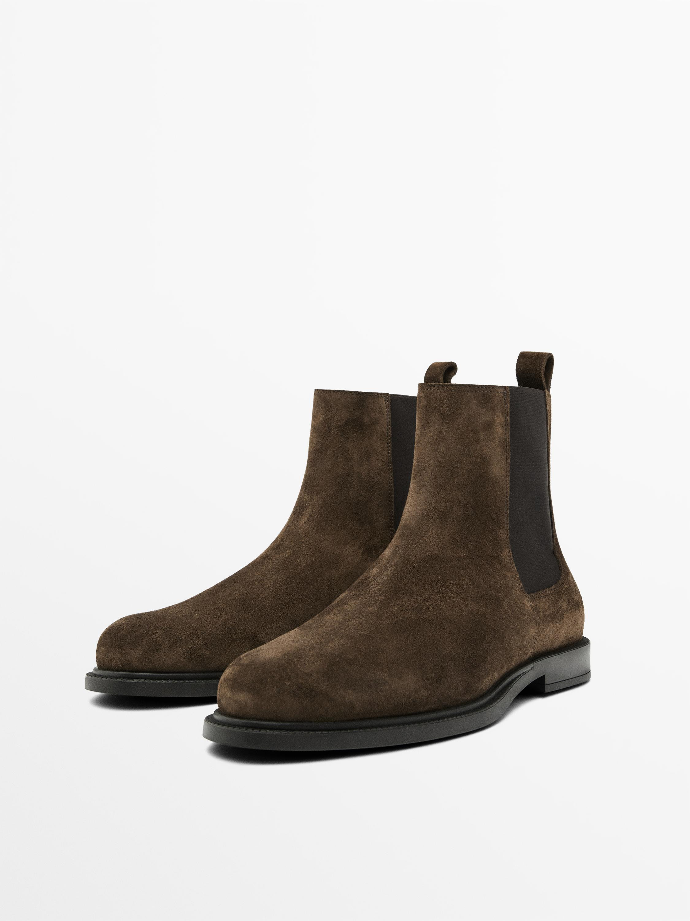 Split suede Chelsea boots | Massimo Dutti US