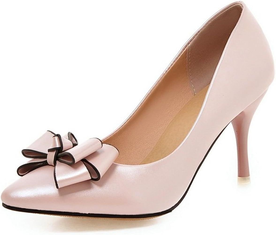 Amazon.com | COOLCEPT Women Fashion Kitten Heels Pumps Pointed Toe Sweet Dress Thin High Heel Sho... | Amazon (US)