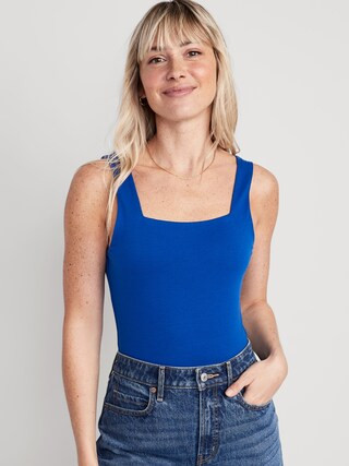 Fitted Sleeveless Square-Neck Bodysuit for Women | Old Navy (US)