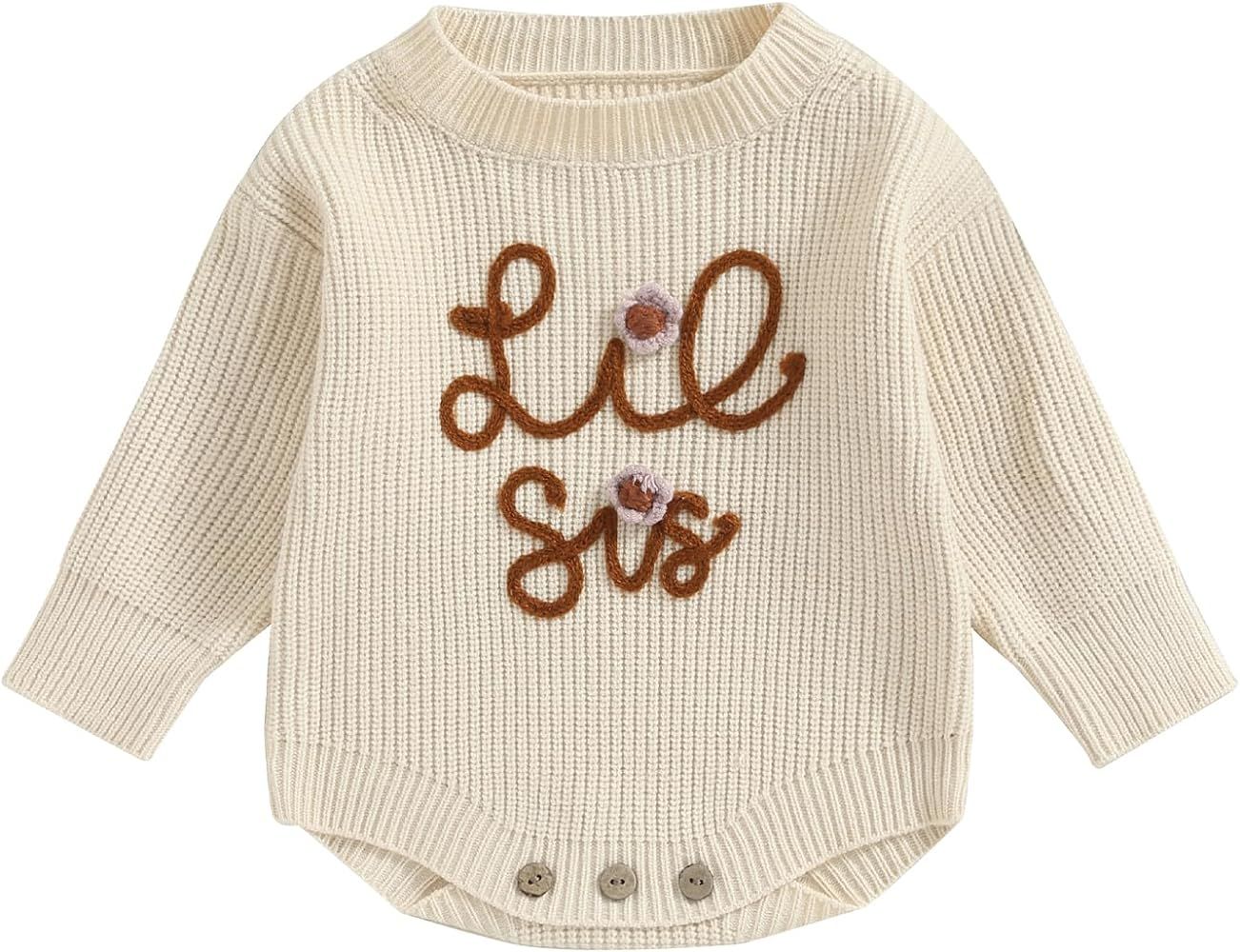 Gueuusu Big Brother Little Brother Big Sister Little Sister Knit Sweater Romper Sibling Matching ... | Amazon (US)