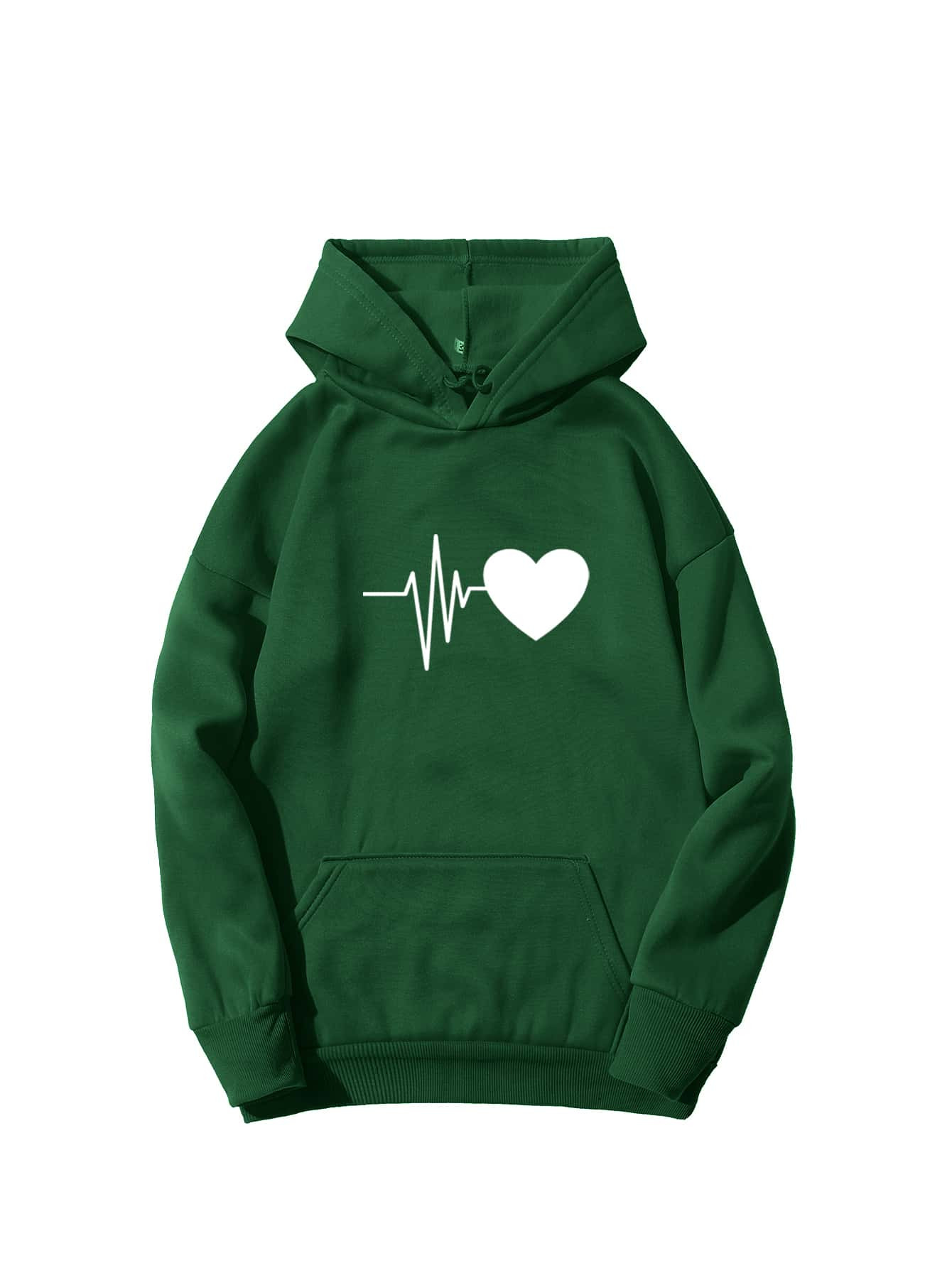 Heart Print Drop Shoulder Hoodie | SHEIN