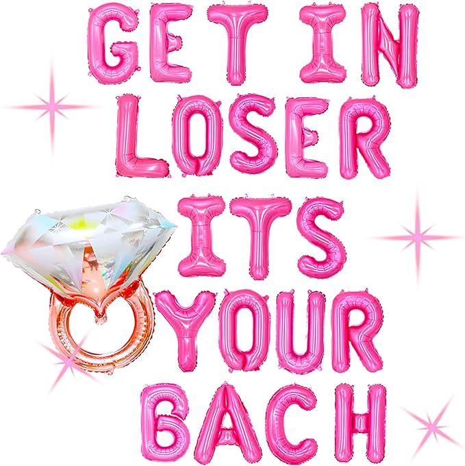 LaVenty Get ln Loser Its Your Bach Decorations Mean Lady Bach Balloon Banner Bachelorette Decorat... | Amazon (US)