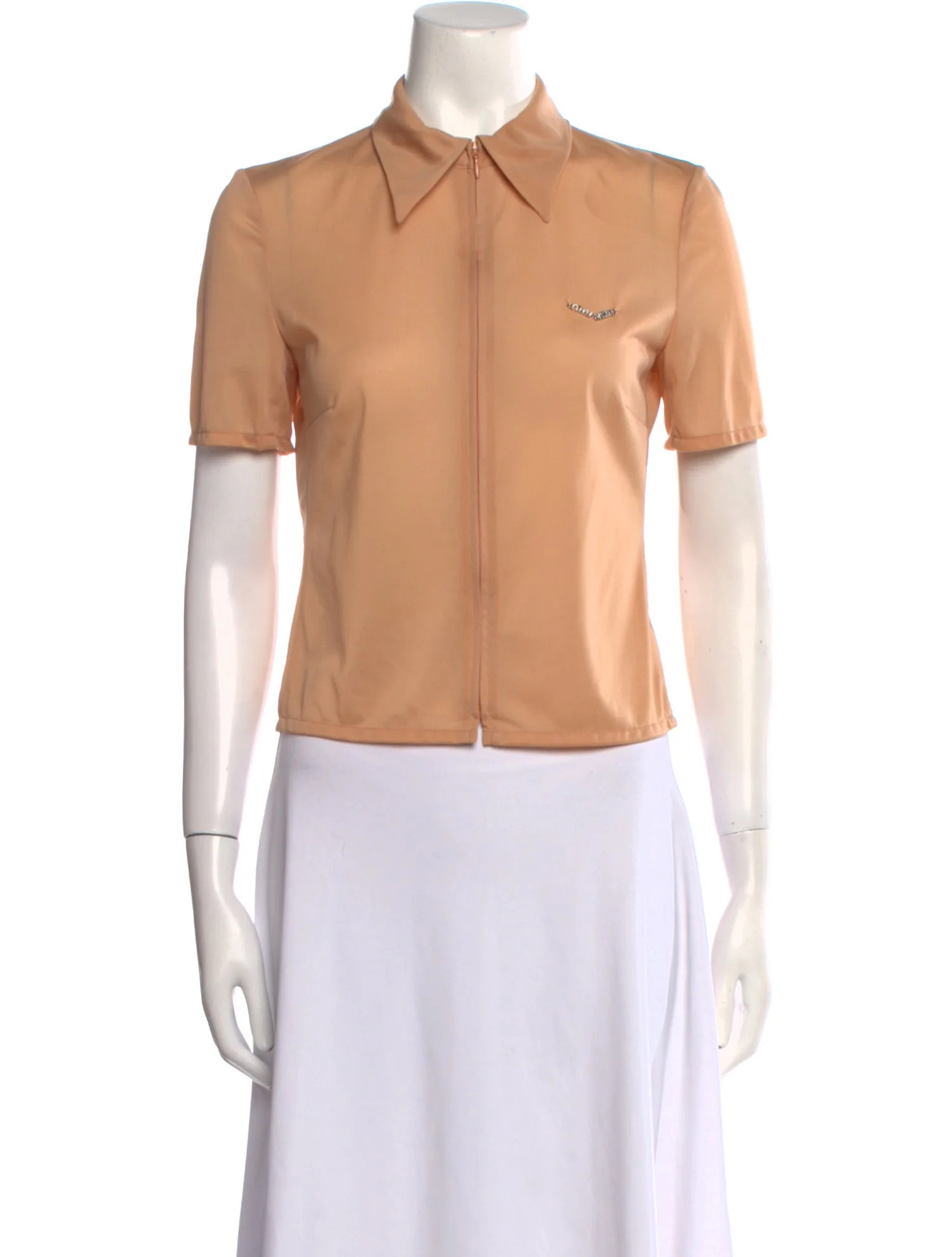 Miu Miu 2021 Short Sleeve Button-Up Top - Orange Tops, Clothing - MIU230683 | The RealReal | The RealReal