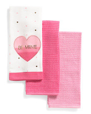 Set Of 3 Be Mine Ombre Kitchen Towels | TJ Maxx