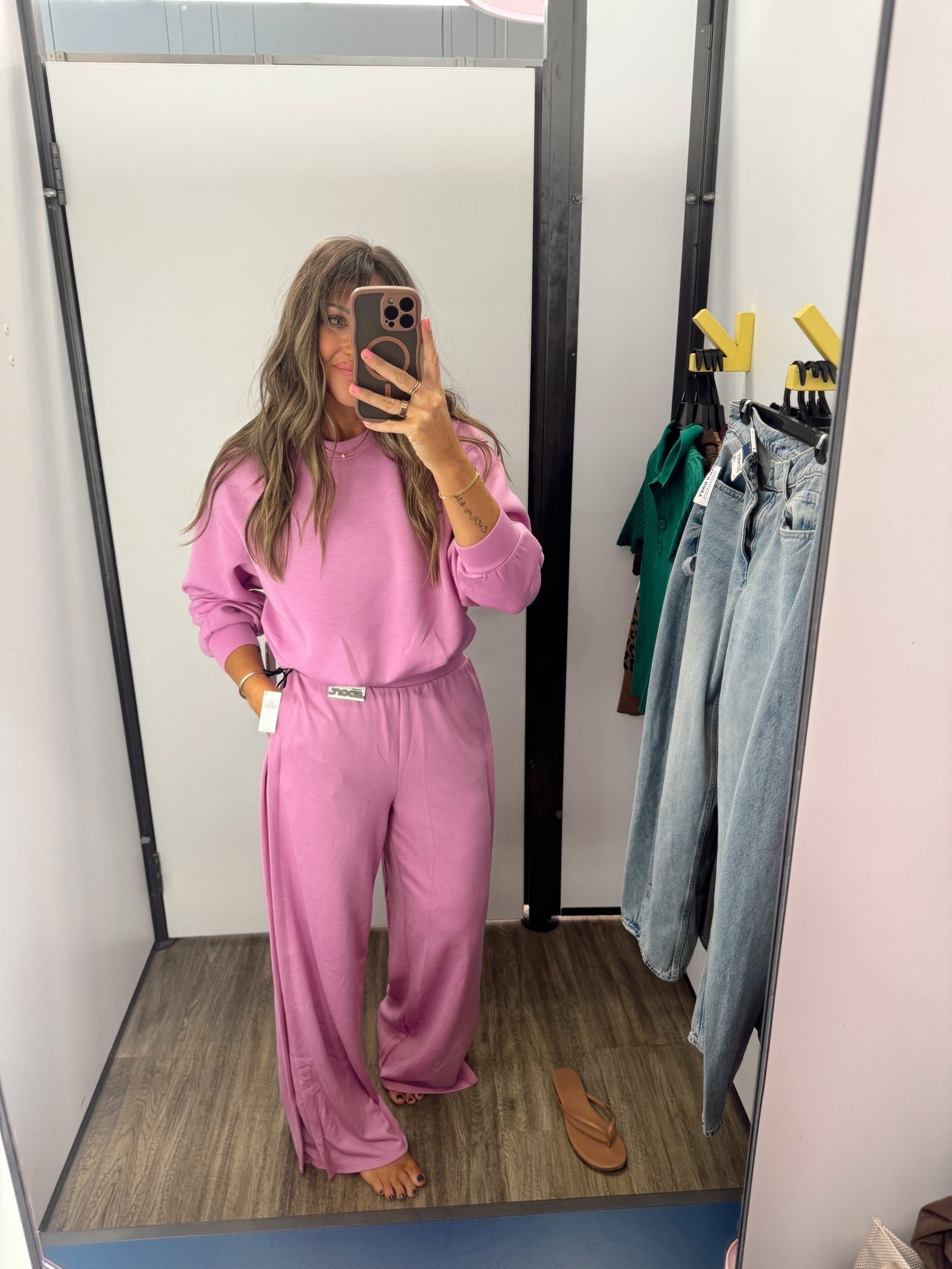 XS top. Small bottoms but bought XS!! The material on this old navy set is pure heaven!!!! So good