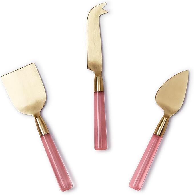 Two's Company Pink Blush Cheese Knives in Gift Box, Set of 3, Stainless Steel, Kitchenware and Ac... | Amazon (US)