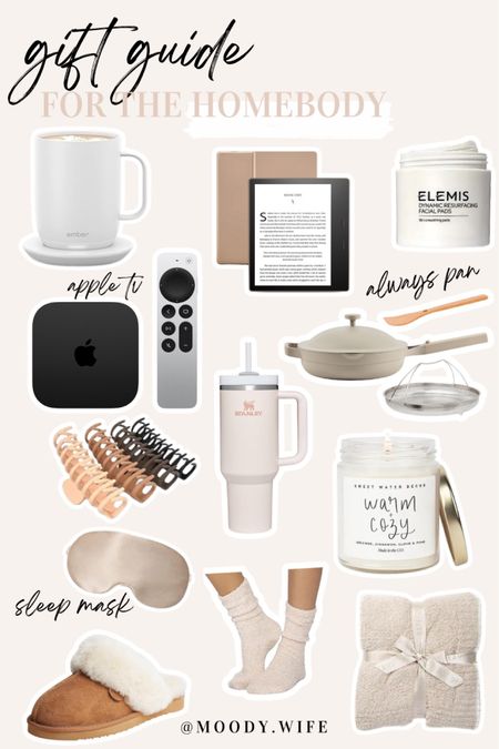 Gift Guide for the homebody 🫶🏼 Great holiday gift finds when shopping for a friend, a sibling, a mom, a mother in law and more this holiday season! Christmas gifts for the girls who love to be comfy, cozy and relaxed at home. #christmasgift #giftguide #homebodystyle #cozystyle #momstyle 

ember coffee mug / kindle oasis / elemis facial pads / apple tv / always pan / hair clips / stanley 30oz / warm and cozy candle / silk eye mask / barefoot dreams socks / barefoot dreams blanket / dearfoams slip ons 

Sale 

#LTKHoliday #LTKGiftGuide