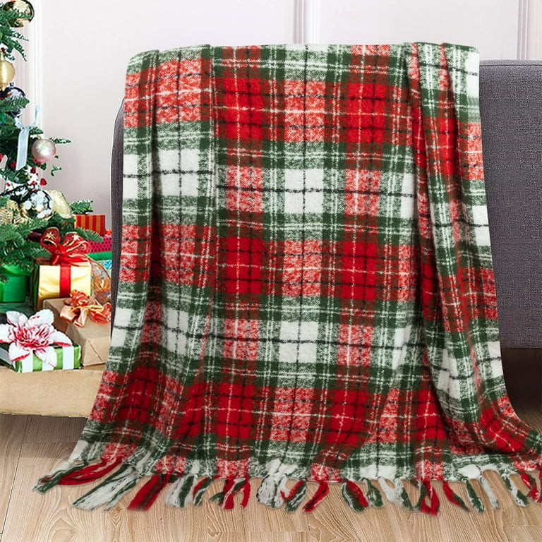 Soft Plush Throw Blanket with Fringe, 50" x 60", Christmas Plaid - Walmart.com | Walmart (US)