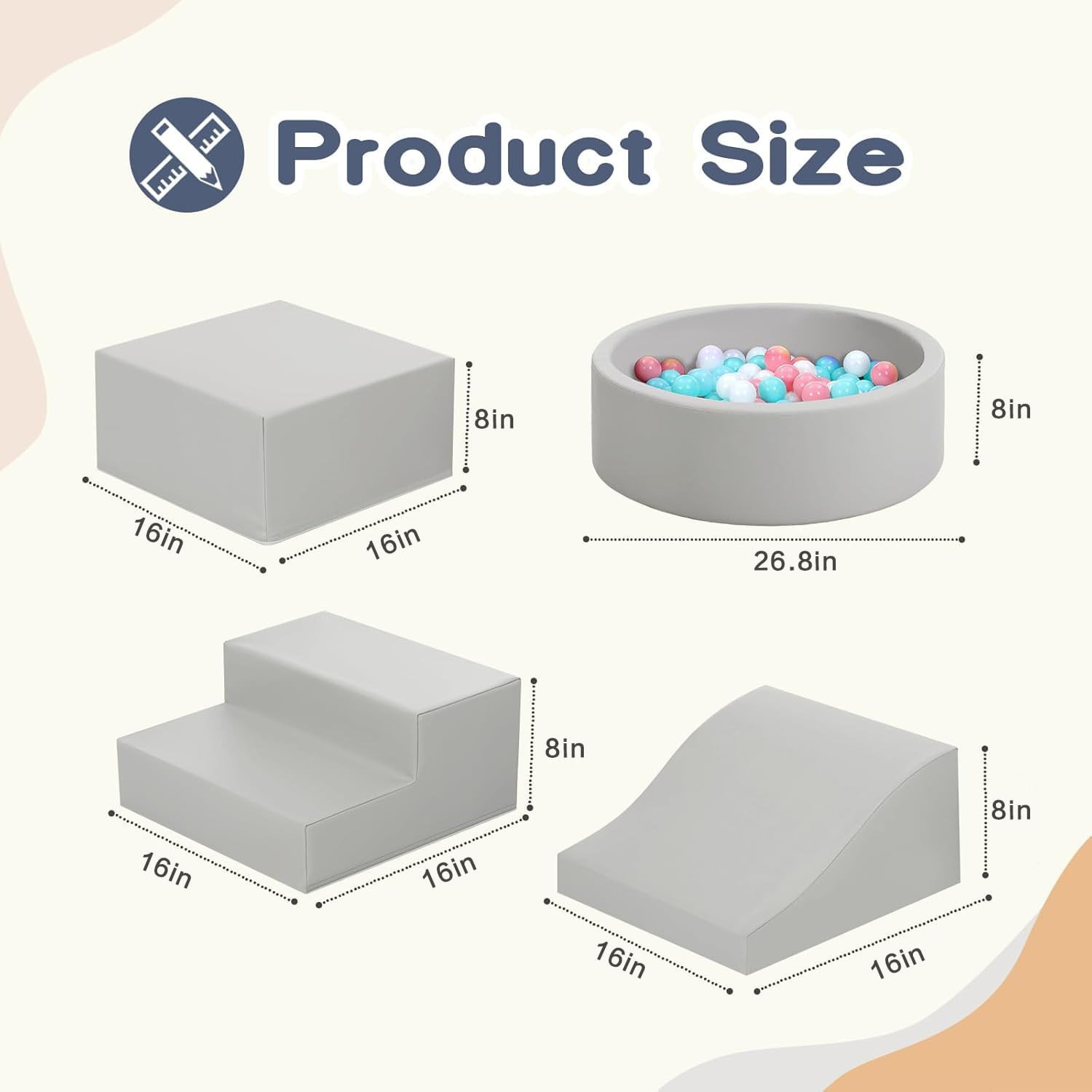 Foam Climbing Blocks for Toddler: with 4-Piece PU Leather Climbing Toys and a Ball Pit - Foam Bal... | Amazon (US)