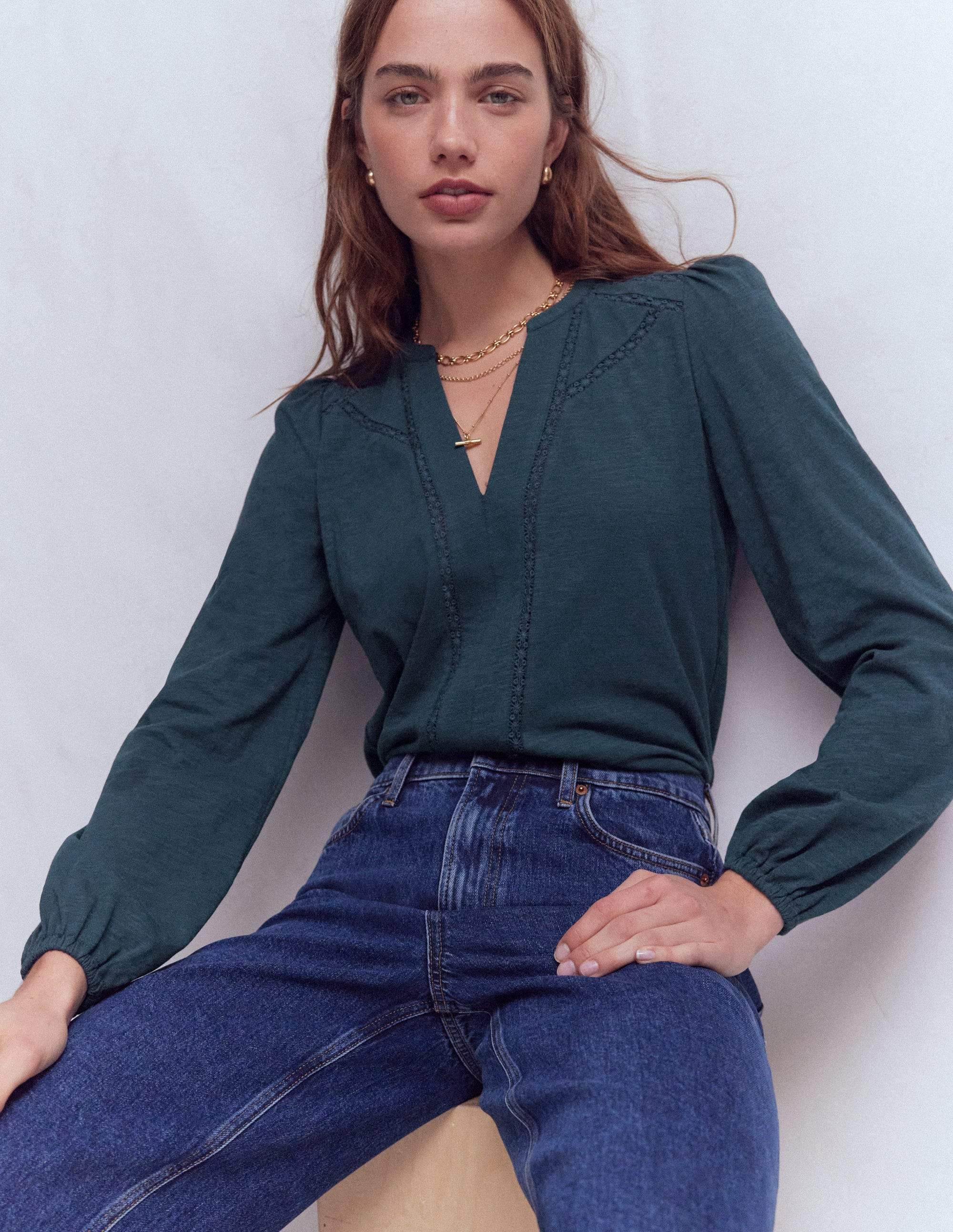 Poppy Long Sleeve Top-Moonlight Ocean | Boden (US)