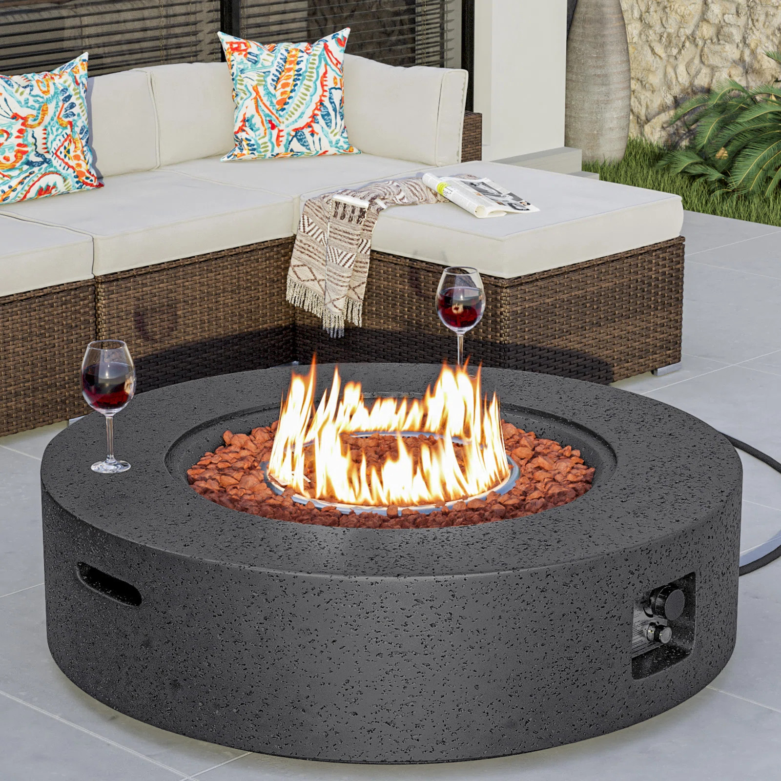 Borgia Concrete Propane Fire Pit Table | Wayfair North America