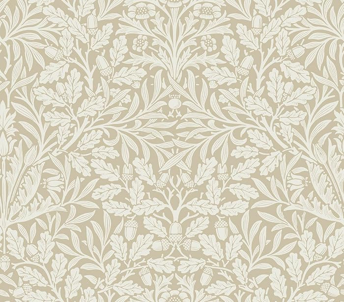 NuWallpaper x Morris & Co. Acorn Wheat Peel and Stick Wallpaper, MCS6589 | Amazon (US)
