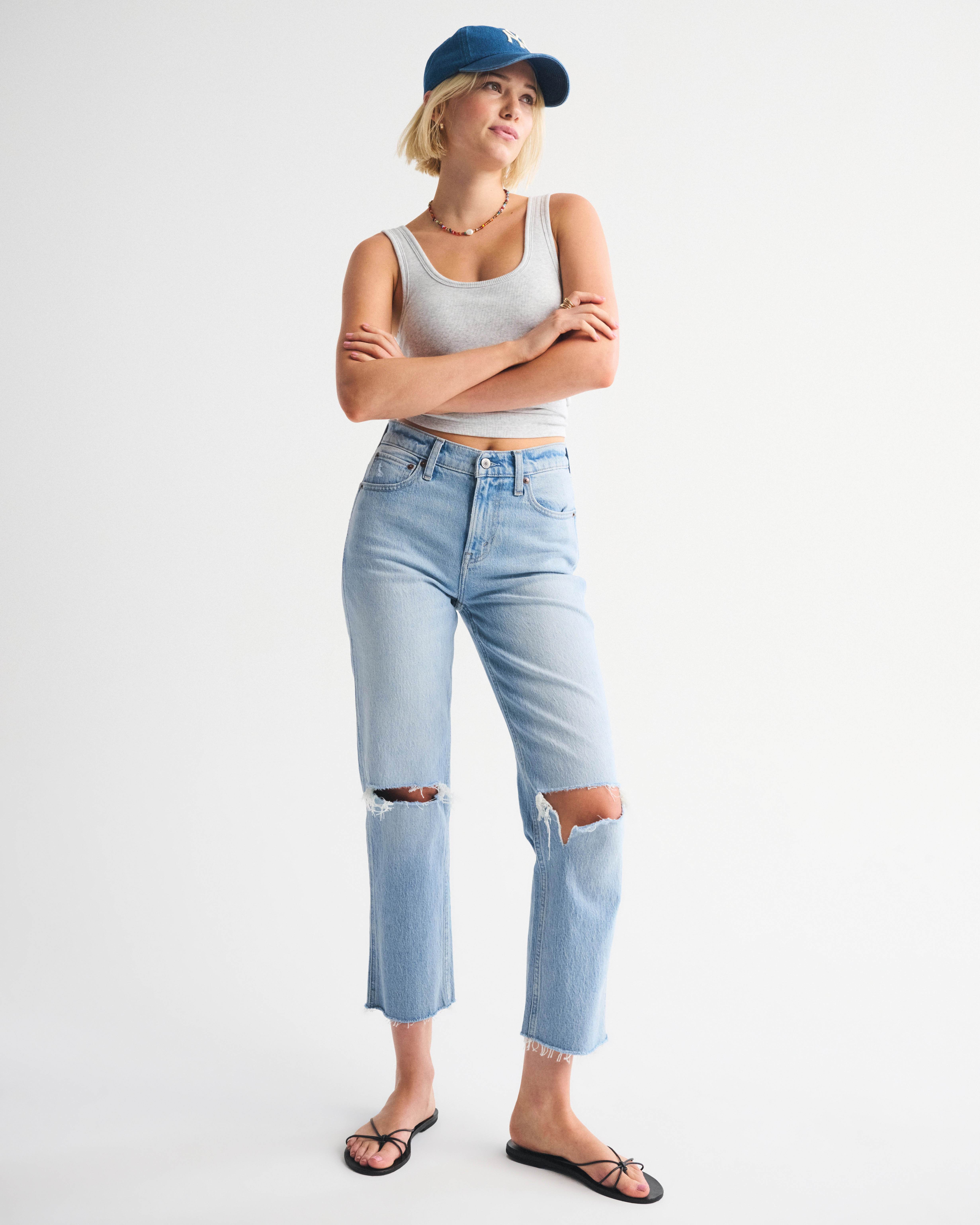 High Rise Cropped Straight Jean | Abercrombie & Fitch (US)