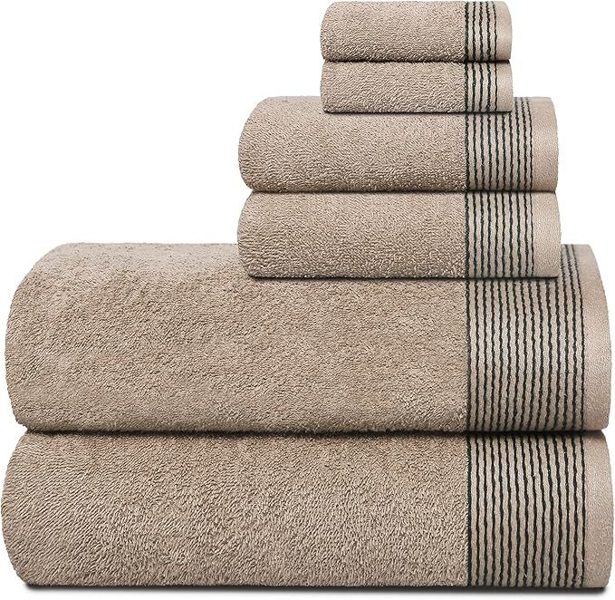 BELIZZI HOME 100% Cotton Ultra Soft 6 Pack Towel Set, Contains 2 Bath Towels 28x55 inchs, 2 Hand ... | Amazon (US)