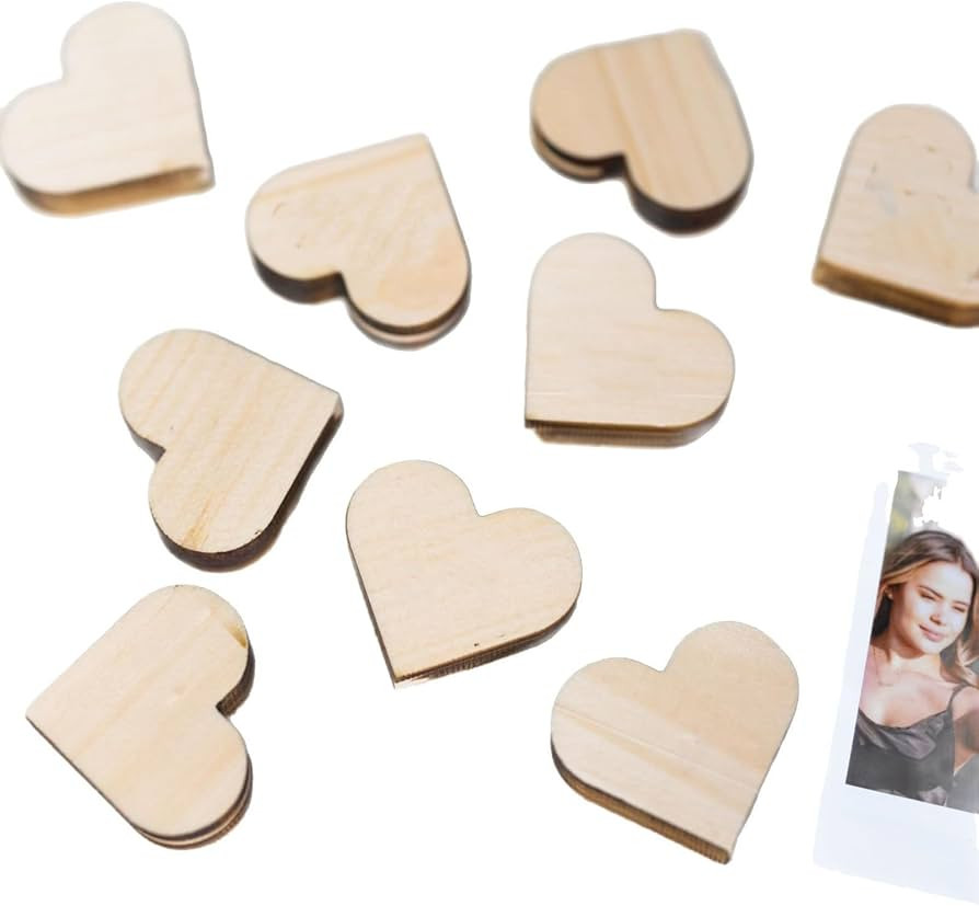 Wooden Heart Photo Holders, 100-Pack, 1.5 Inch Unfinished Heart Cutouts for Wedding, Party, Valen... | Amazon (US)