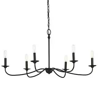 Pacolet 36 in. 6-Light Textured Black Farmhouse Circle Chandelier for Dining Room | The Home Depot