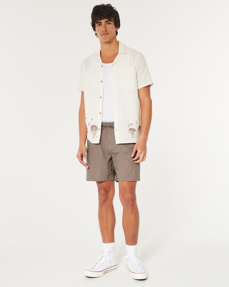 Men's Linen Blend Jogger Shorts 7" | Men's Bottoms | HollisterCo.com | Hollister (US)