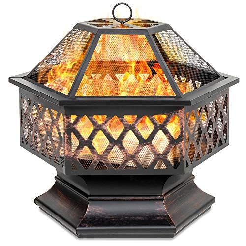 Best Choice Products Hex-Shaped 24in Steel Fire Pit, Black Metal Wood Burning Firepit, Portable Hexa | Amazon (US)