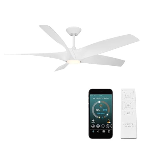 Modern Forms Zephyr Indoor and Outdoor 5-Blade 62in Smart Ceiling Fan in Matte White with 2700K-3000K-4000K-5000K Selectable LED Light Kit and Remote Control with Alexa and iOS or Android App | Amazon (US)