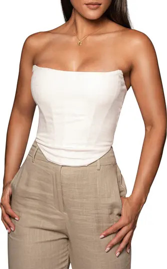 Fenix Strapless Cotton & Linen Corset Top | Nordstrom