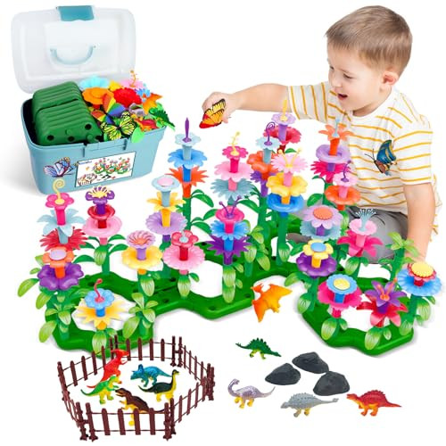 Toys Gifts for Toddlers Boys Girls Age 2 3 4 5 6, 167 PCS Dinosaur Flower Garden Building Blocks, STEM Fine Motor Skill Stacking Games, First 1st Birthday Gifts for Preschool Kids 2+ Years Old | Amazon (US)
