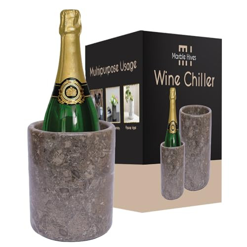 Marble Hives Elegant Marble Wine Chiller – Perfect Wine Bottle Chiller & Stylish Champagne Chiller | Versatile Wine Chillers for Bottles That Also Serve as Marble Utensil Holder (Oceanic Grey) | Amazon (US)