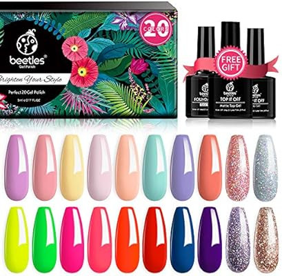 Beetles 20 Pcs Gel Nail Polish Kit, Spring into Summer Collection Soak Off Nail Gel Polish Pastel... | Amazon (US)