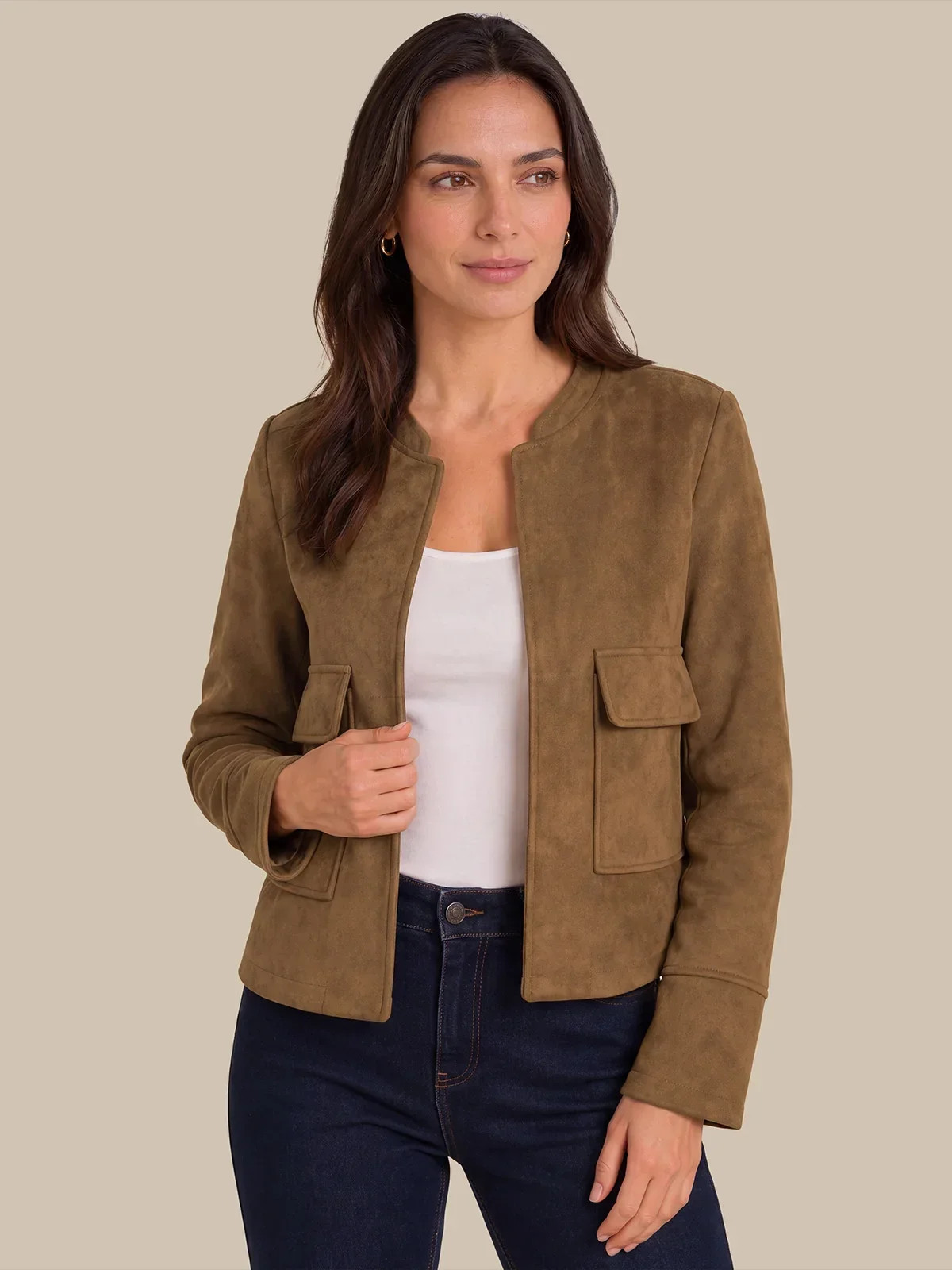 89th & Madison Scuba Suede Straight Jacket | 89th + Madison