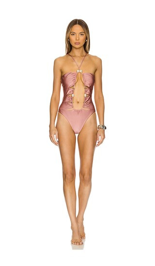 Oyster Cut-Out Pearl One Piece in Callas Rose | Revolve Clothing (Global)