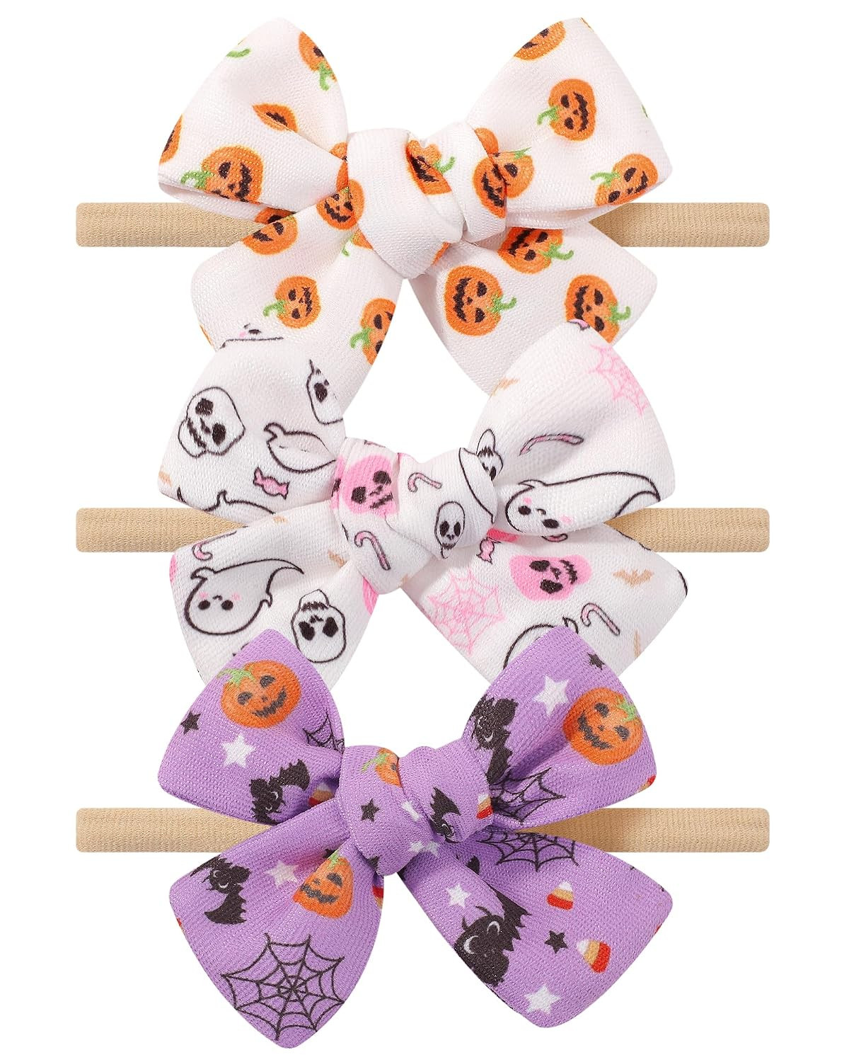 3PCS Halloween Baby Girl Bow Headbands Nylon Headbands for Newborns | Amazon (US)